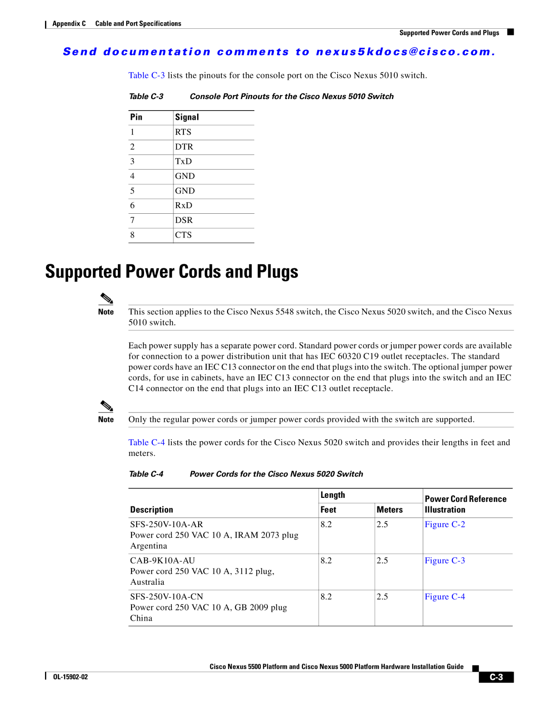 Cisco Systems 5000 manual Supported Power Cords and Plugs, Length, Description Feet Meters Illustration 