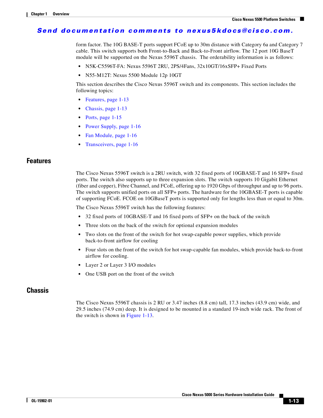 Cisco Systems 5000 manual Features 