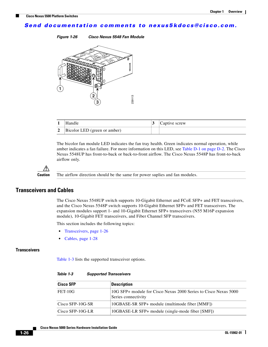 Cisco Systems 5000 manual Transceivers and Cables, Cisco SFP Description 