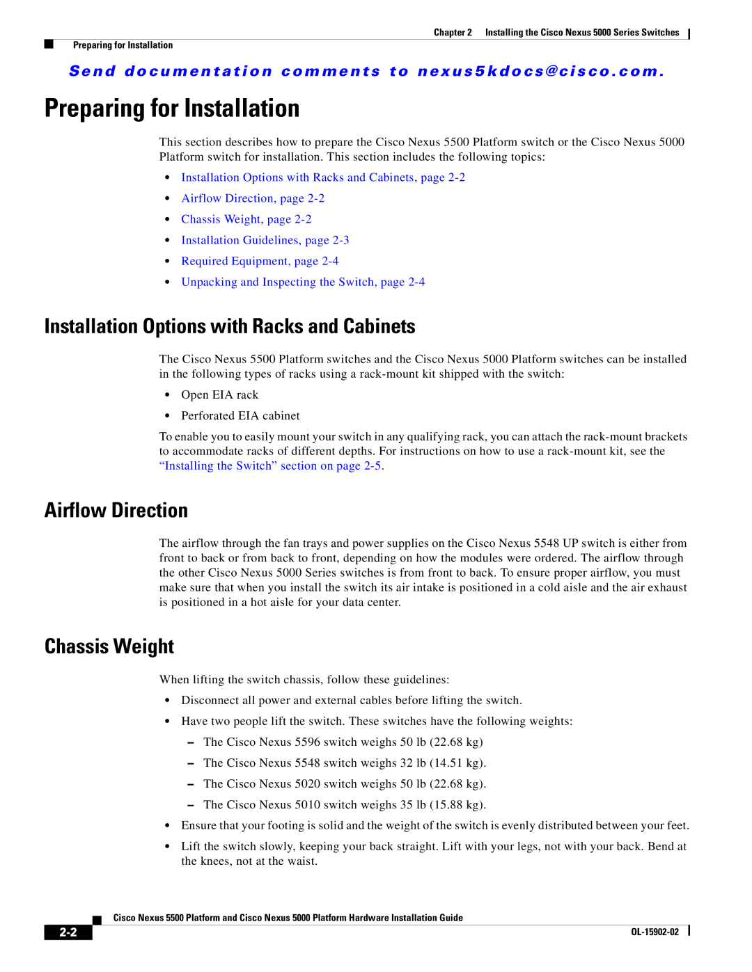 Cisco Systems 5000 manual Preparing for Installation, Installation Options with Racks and Cabinets, Airflow Direction 