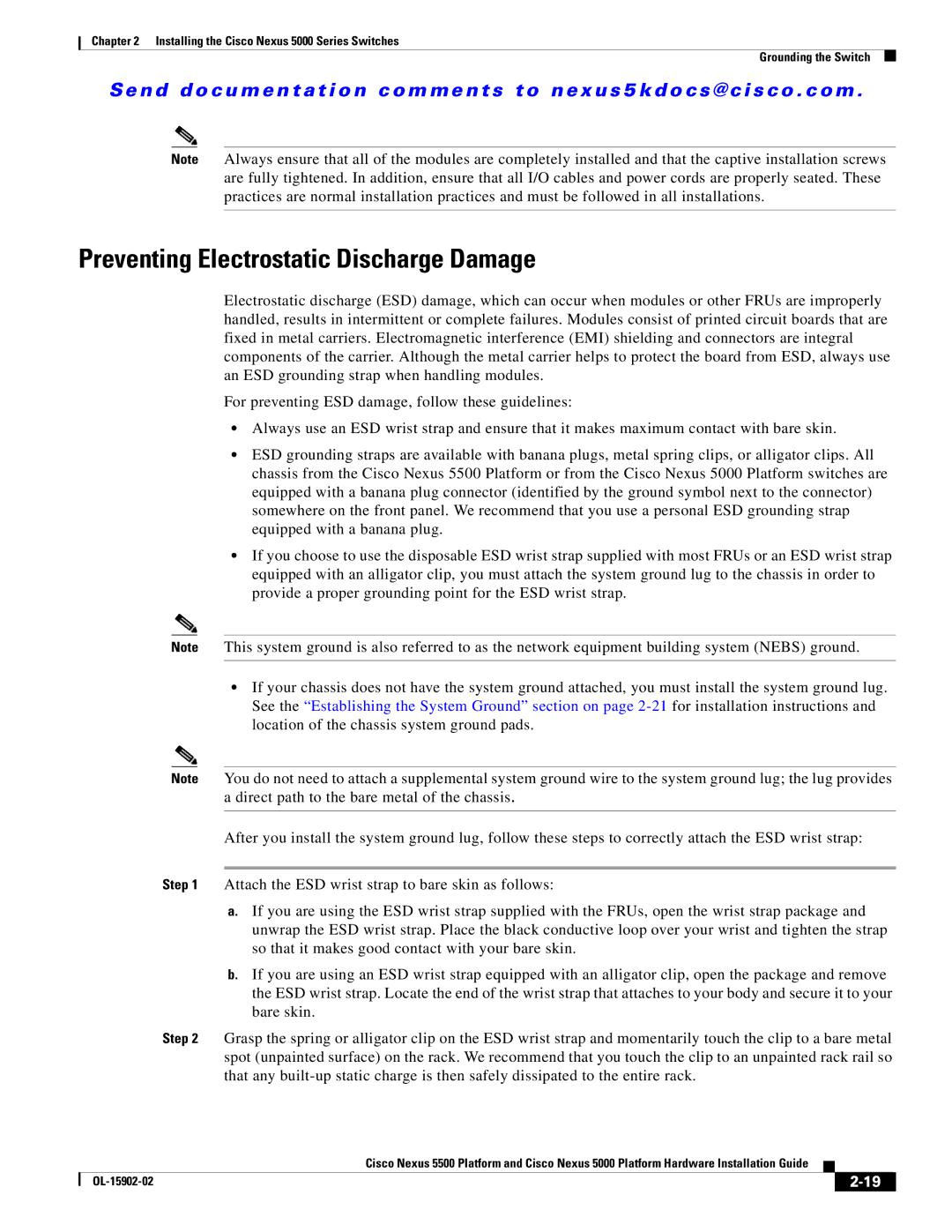 Cisco Systems 5000 manual Preventing Electrostatic Discharge Damage 