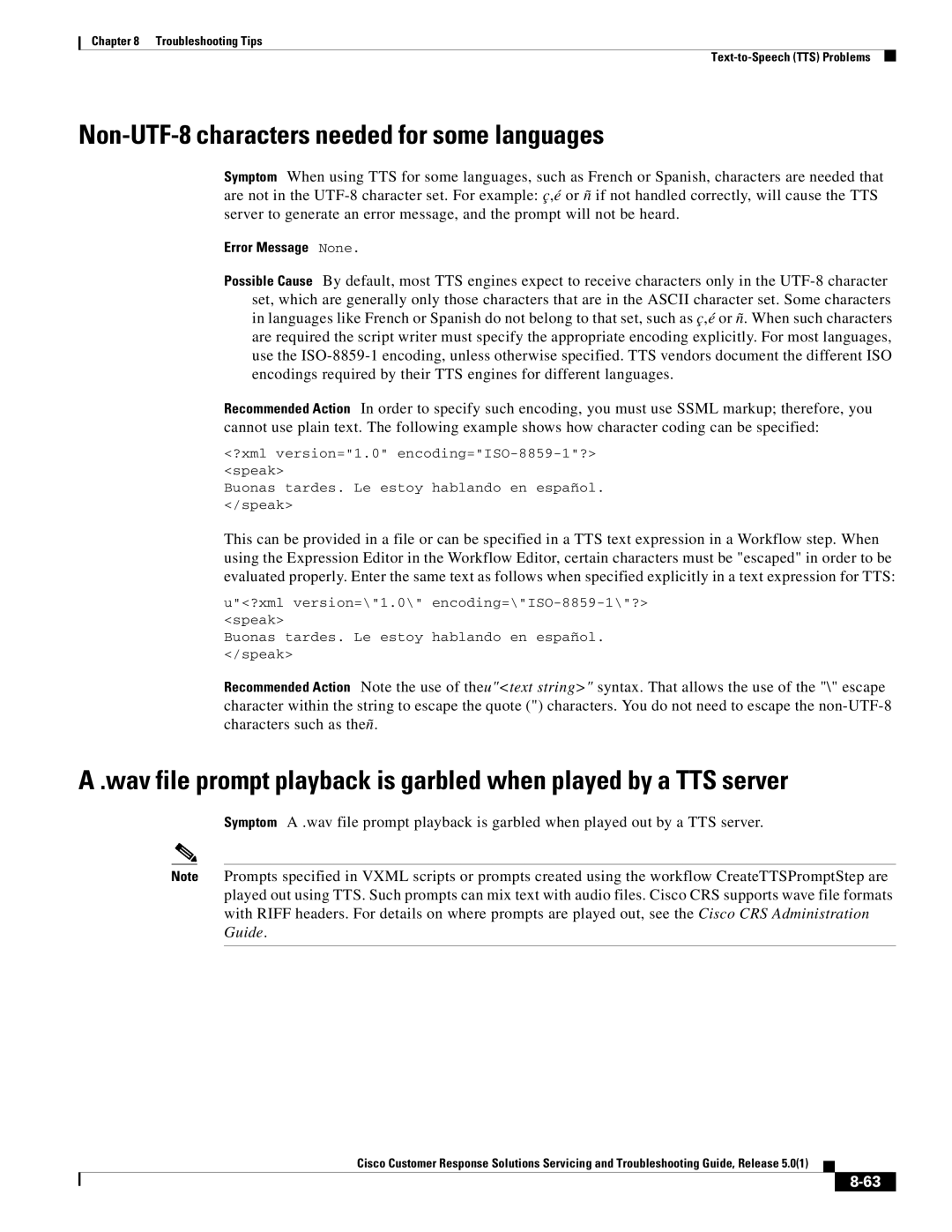 Cisco Systems 5.0(1) manual Non-UTF-8 characters needed for some languages 