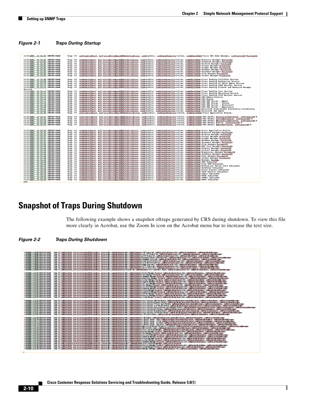 Cisco Systems 5.0(1) manual Snapshot of Traps During Shutdown, Traps During Startup 