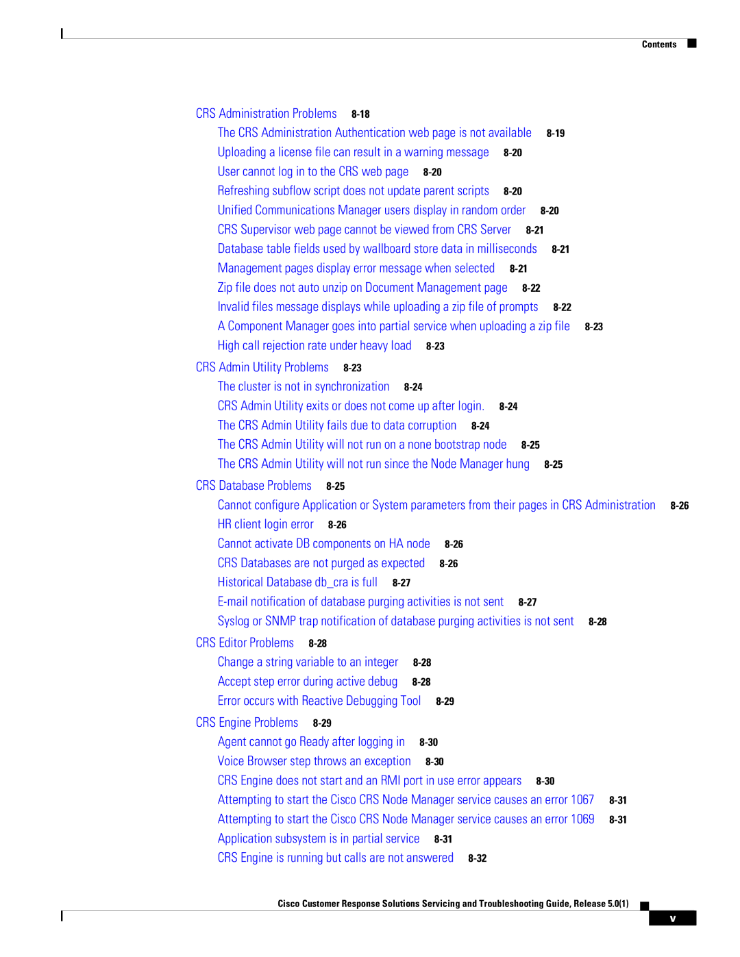 Cisco Systems 5.0(1) manual CRS Database Problems 