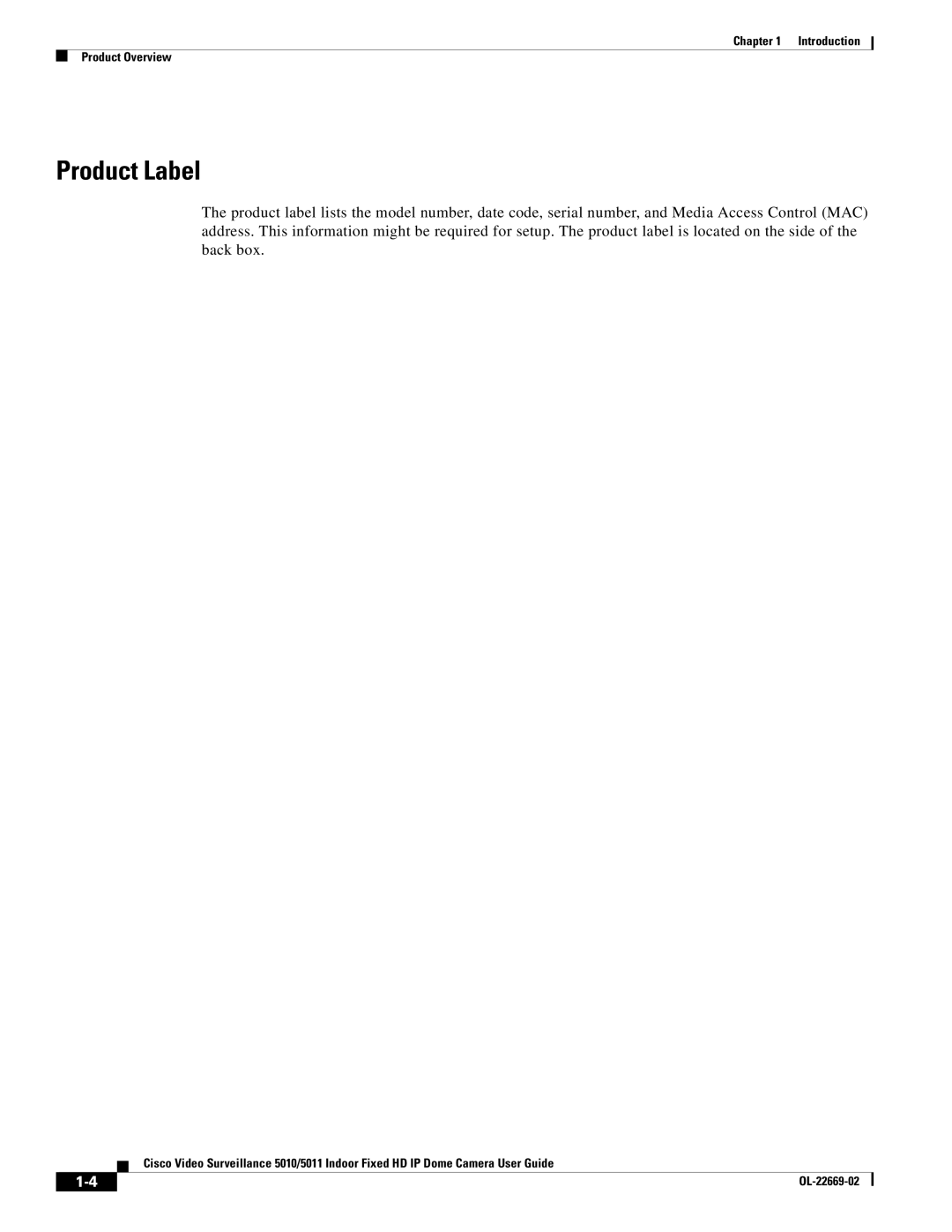 Cisco Systems 5011, 5010 manual Product Label 