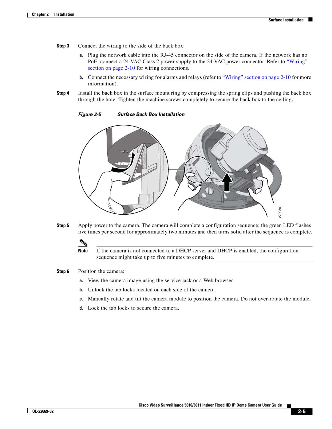 Cisco Systems 5010, 5011 manual Surface Back Box Installation 