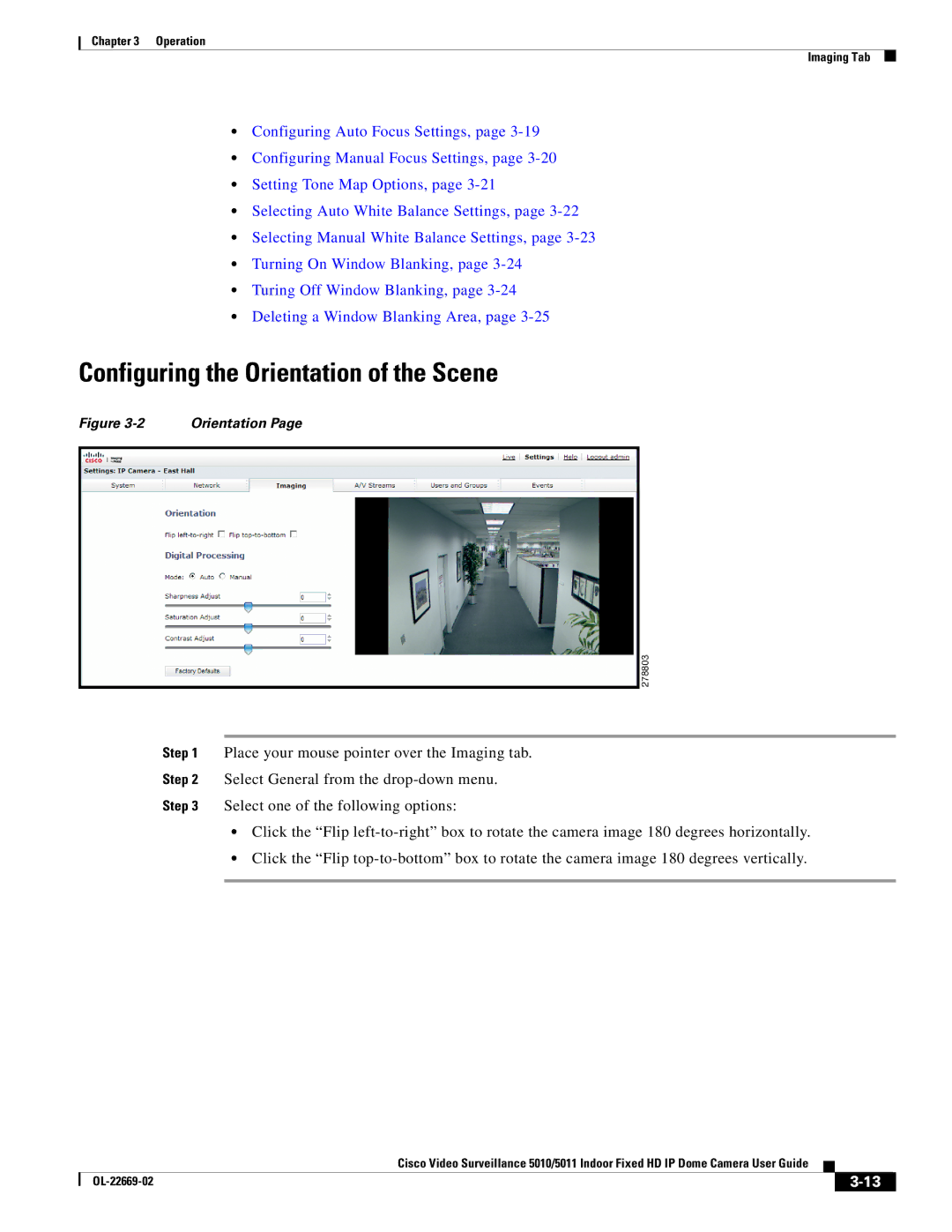 Cisco Systems 5010, 5011 manual Configuring the Orientation of the Scene 