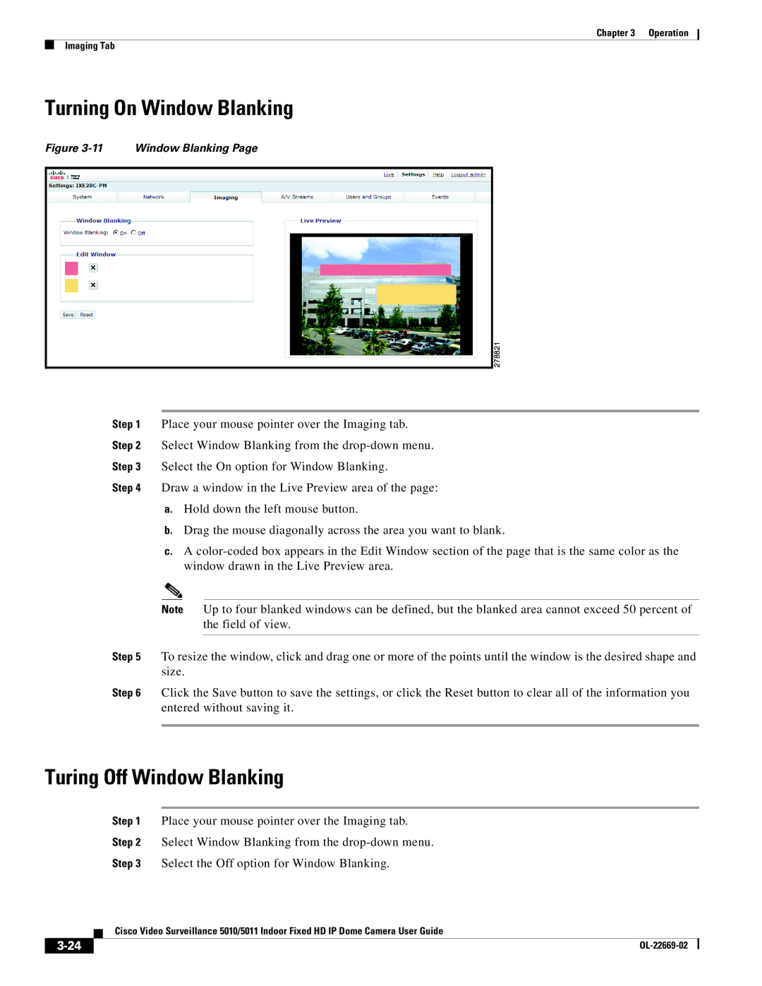 Cisco Systems 5011, 5010 manual Turning On Window Blanking, Turing Off Window Blanking 