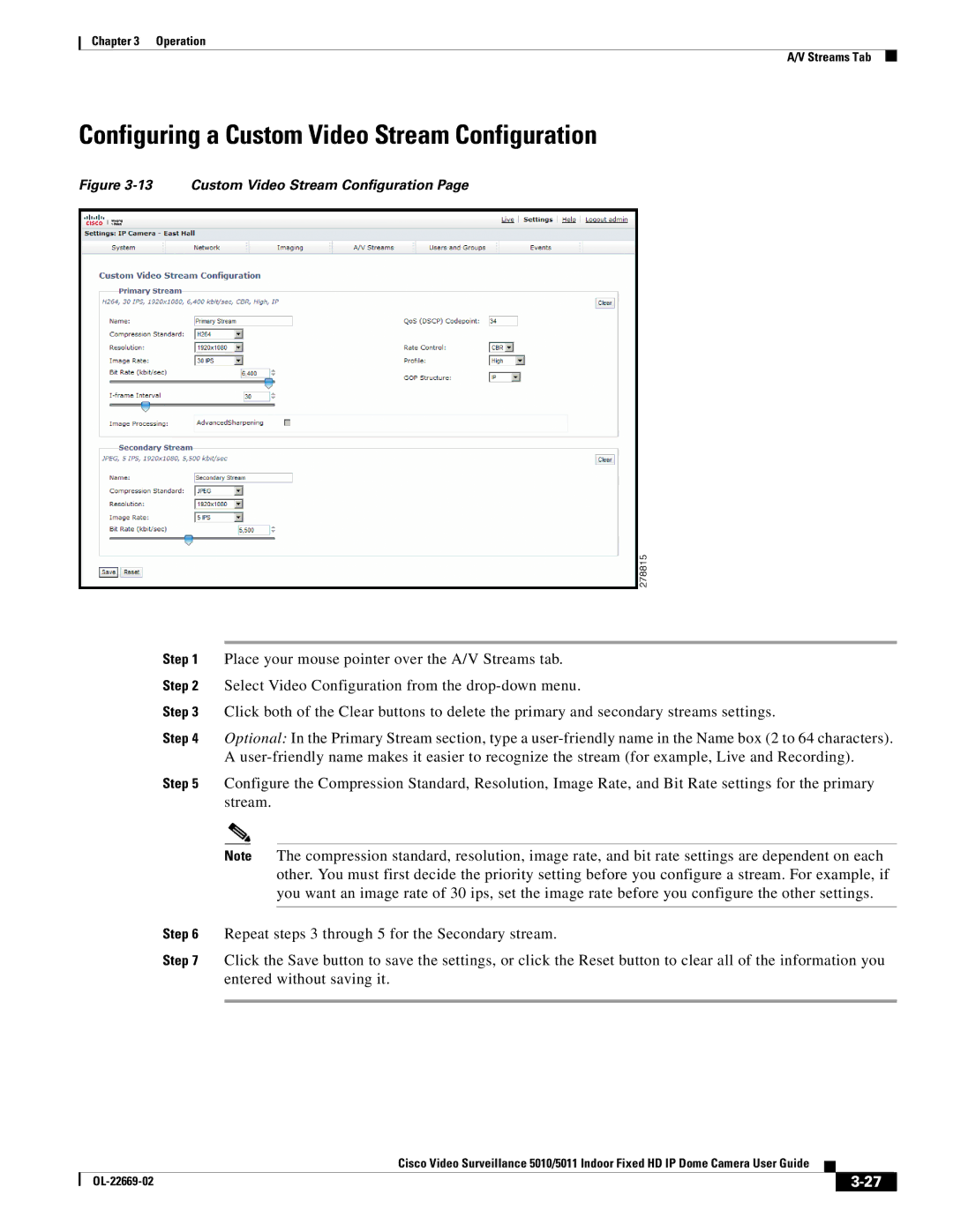 Cisco Systems 5010, 5011 manual Configuring a Custom Video Stream Configuration 