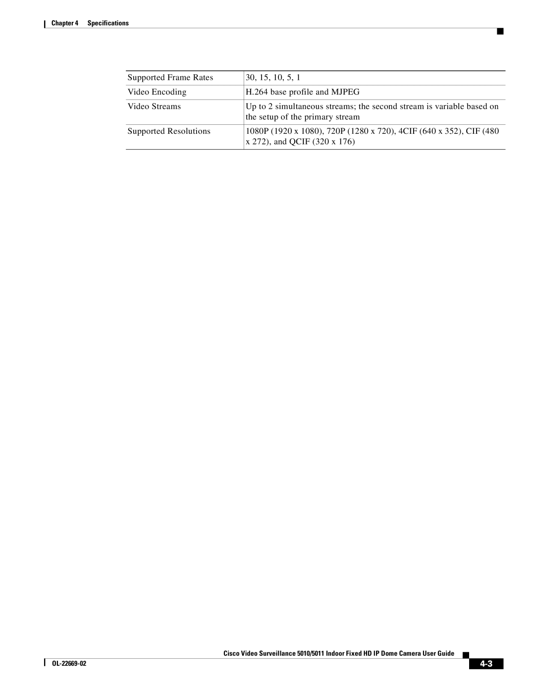 Cisco Systems 5010, 5011 manual Specifications 