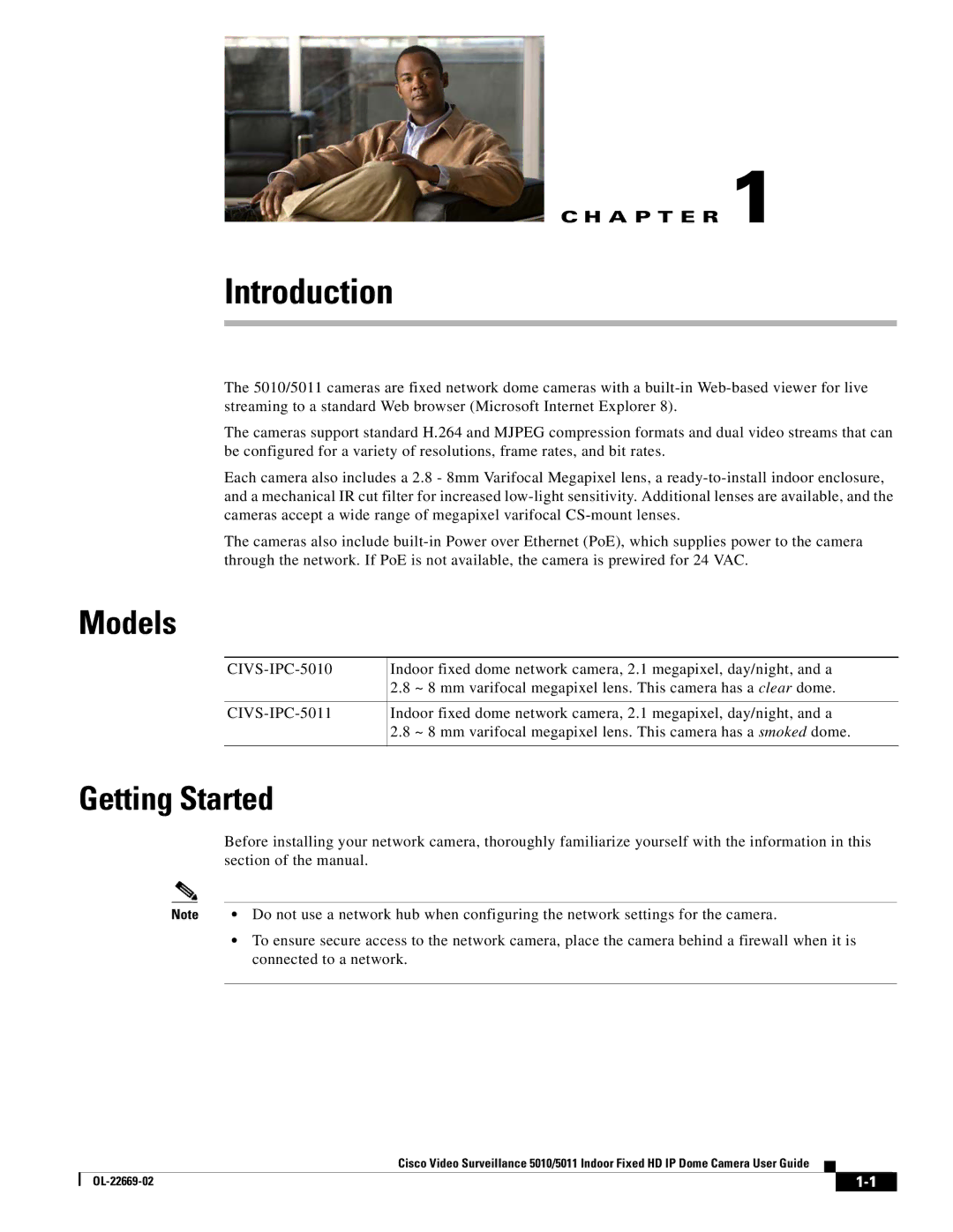 Cisco Systems 5010, 5011 manual Models, Getting Started, A P T E R 