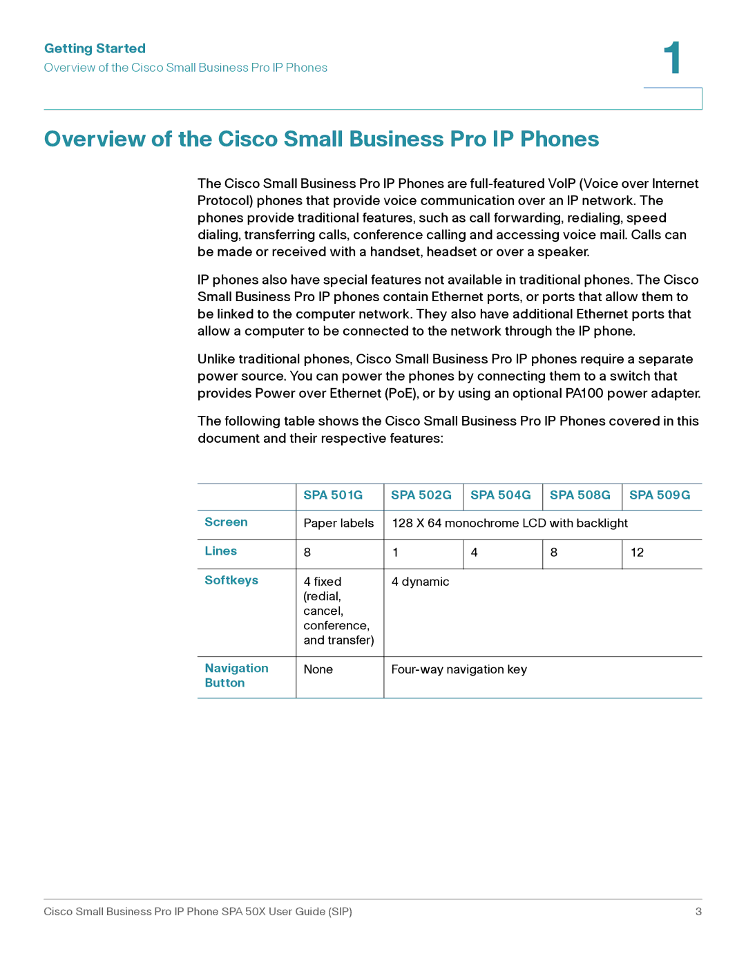 Cisco Systems 509G manual Overview of the Cisco Small Business Pro IP Phones 