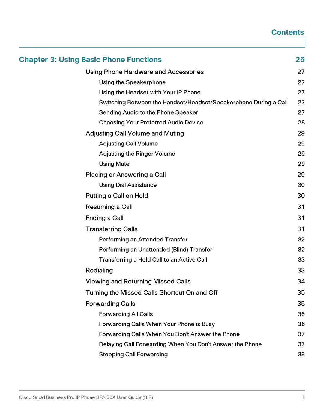 Cisco Systems 509G manual Contents Using Basic Phone Functions 