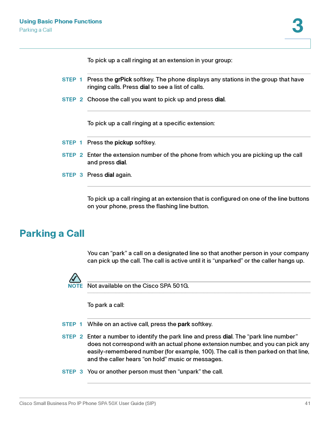 Cisco Systems 509G manual Parking a Call 