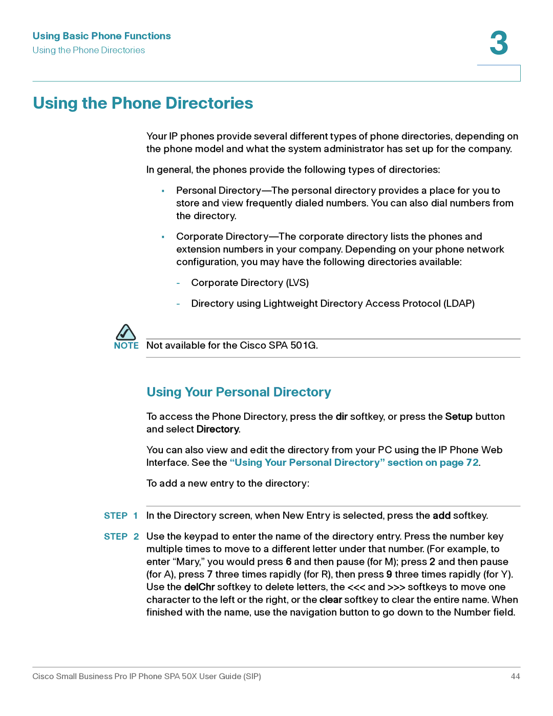 Cisco Systems 509G manual Using the Phone Directories, Using Your Personal Directory 