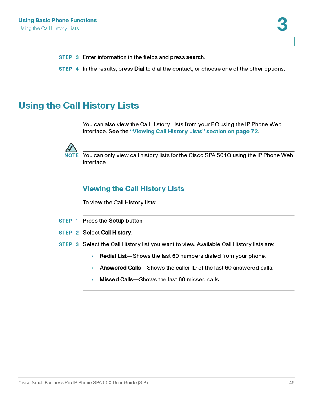 Cisco Systems 509G manual Using the Call History Lists, Viewing the Call History Lists, Select Call History 