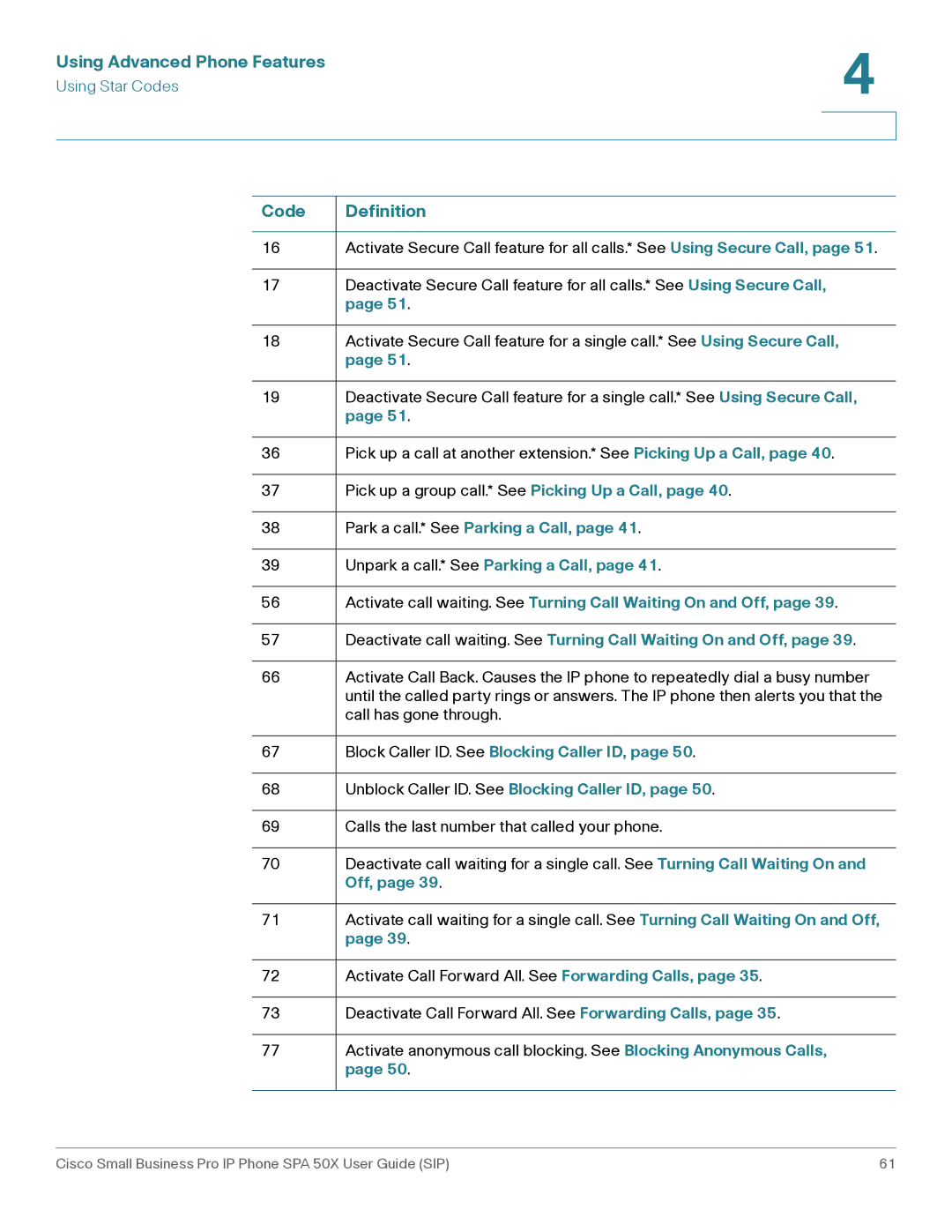 Cisco Systems 509G manual Code Definition 