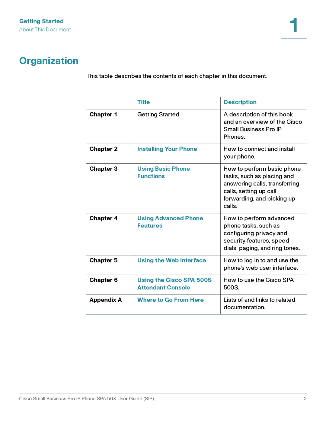 Cisco Systems 509G manual Organization 