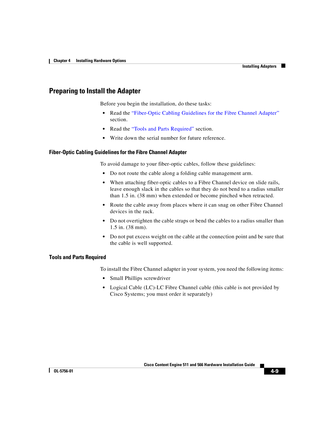 Cisco Systems 566, 511 manual Preparing to Install the Adapter 