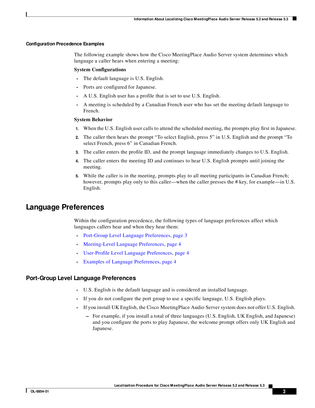 Cisco Systems 5.2 manual Port-Group Level Language Preferences 