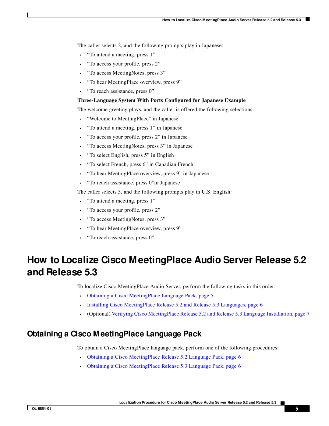 Cisco Systems 5.2 manual Obtaining a Cisco MeetingPlace Language Pack 
