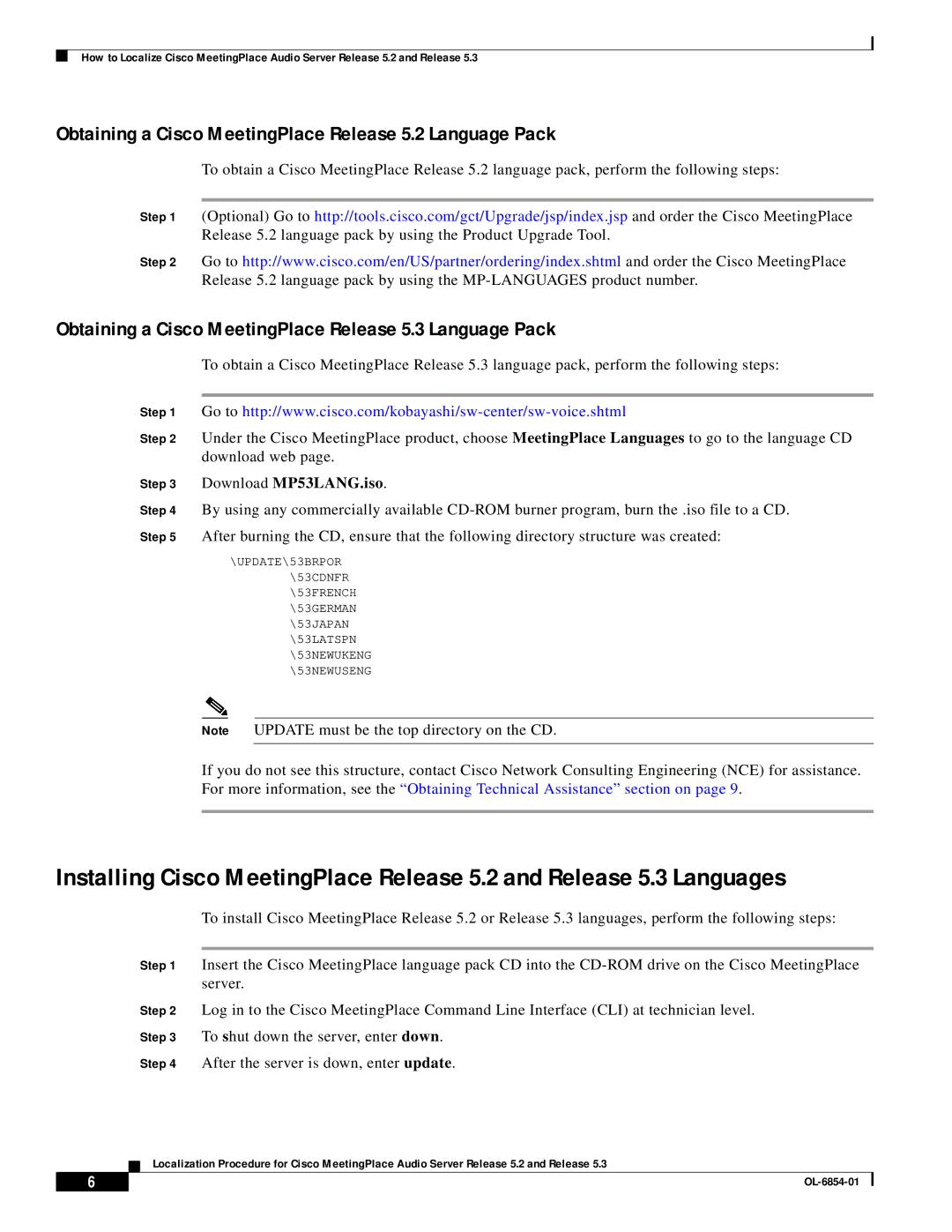 Cisco Systems manual Obtaining a Cisco MeetingPlace Release 5.2 Language Pack 