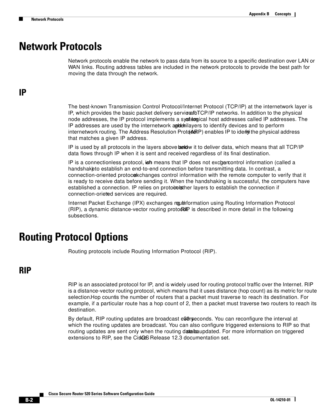 Cisco Systems 520 series manual Network Protocols, Routing Protocol Options 