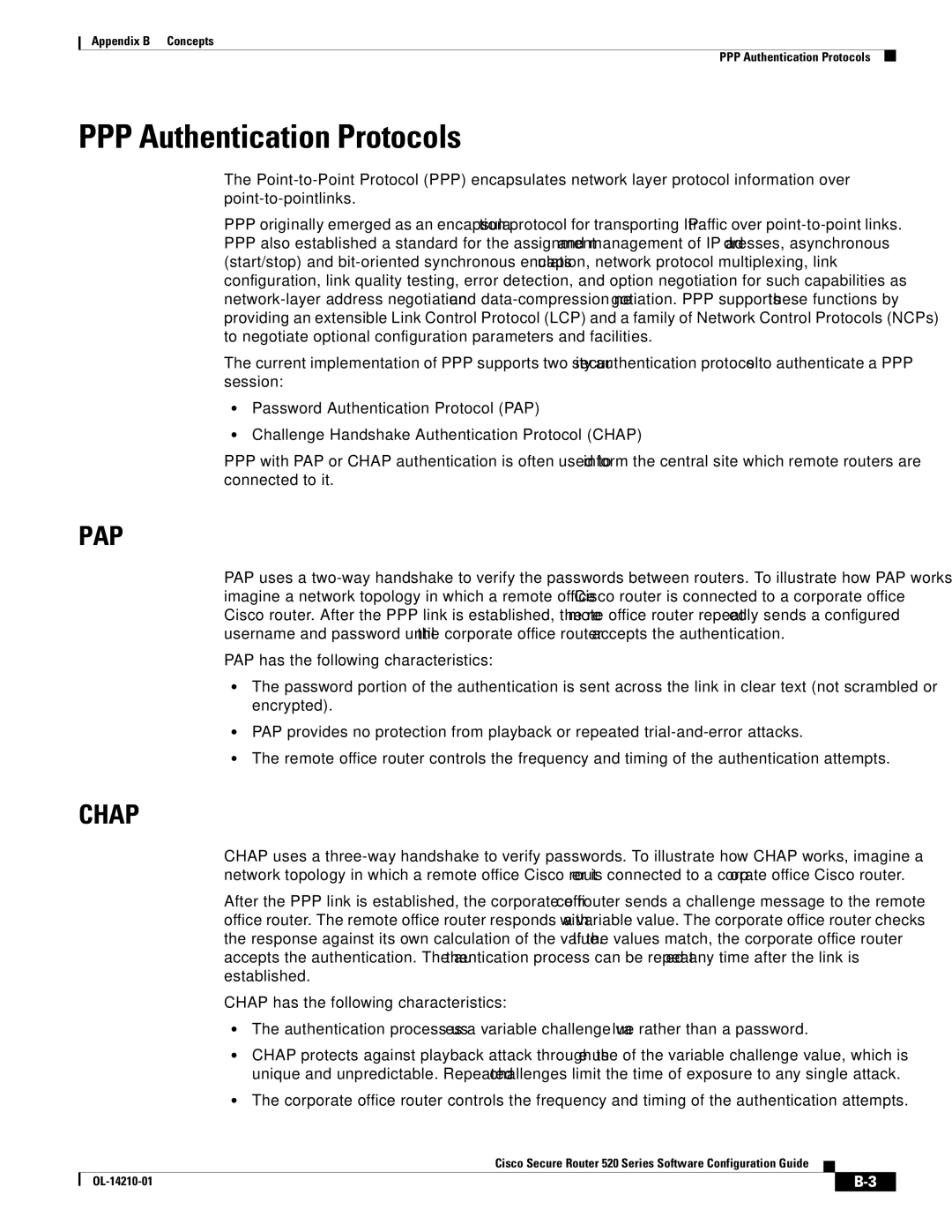 Cisco Systems 520 series manual PPP Authentication Protocols, Pap 