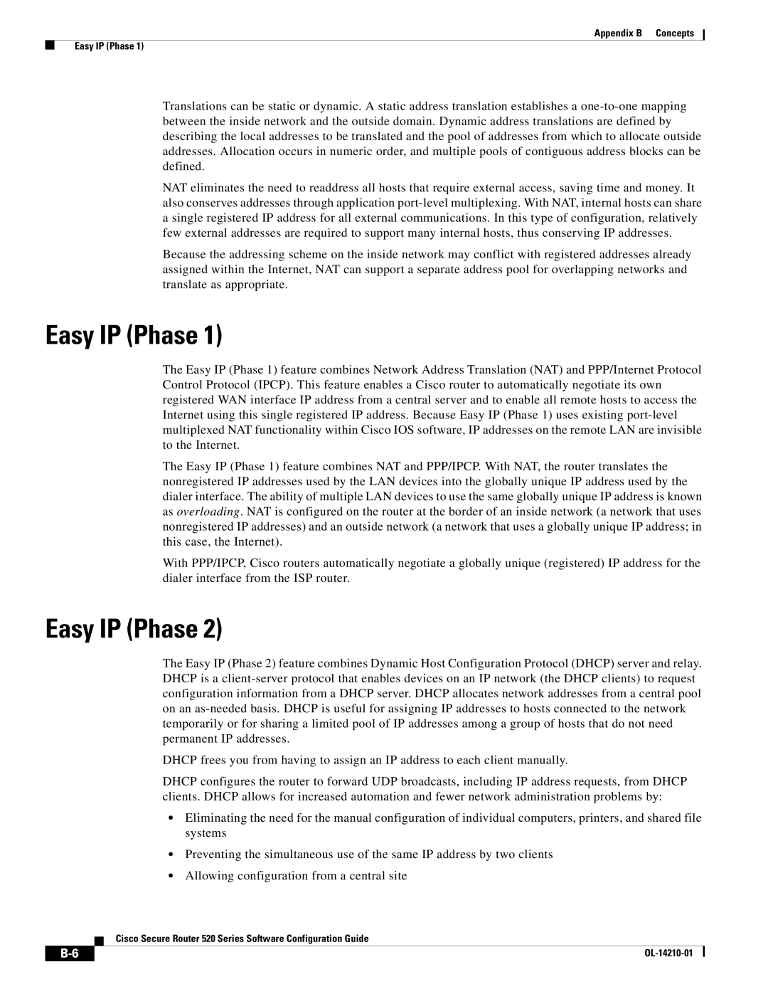 Cisco Systems 520 series manual Easy IP Phase 