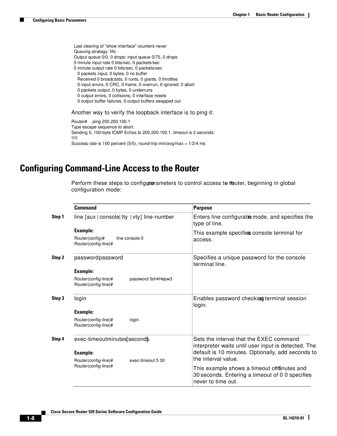 Cisco Systems 520 series manual Configuring Command-Line Access to the Router, Line aux console tty vty line-number, Login 