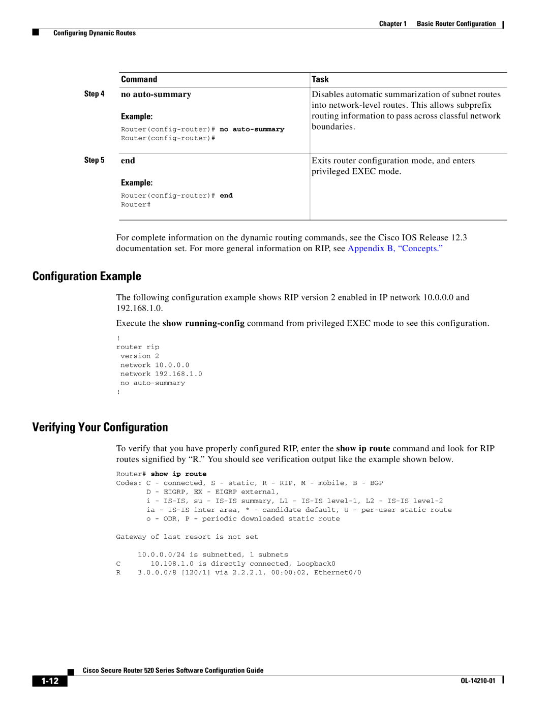 Cisco Systems 520 series manual No auto-summary, End 