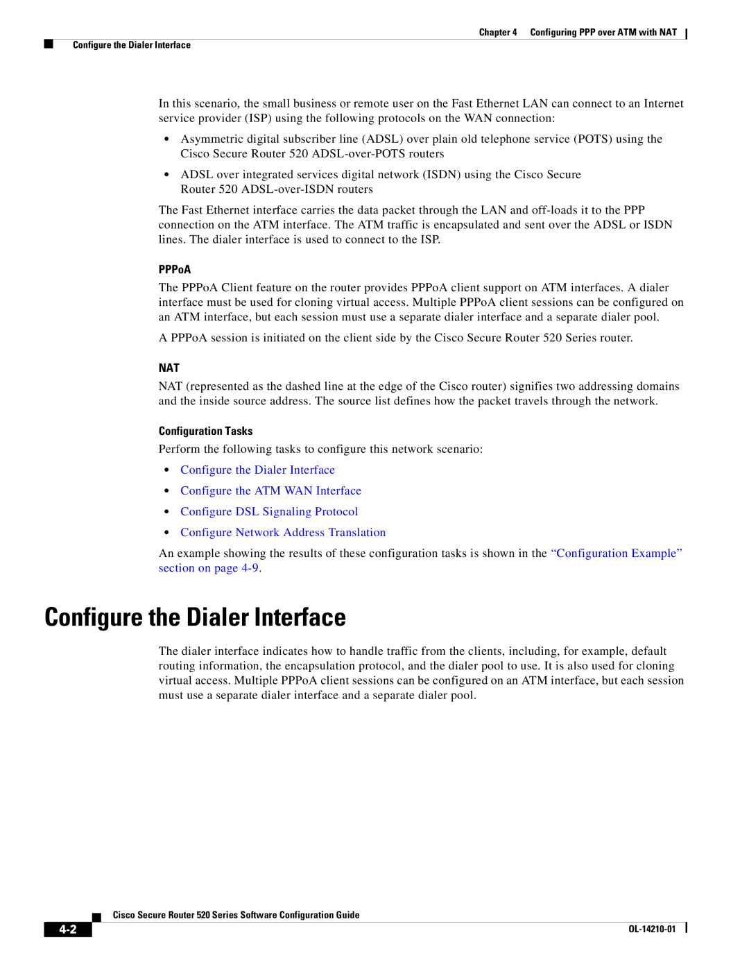 Cisco Systems 520 series manual PPPoA, Configuration Tasks 