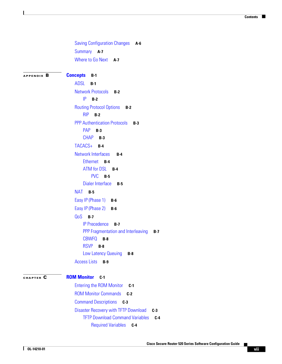 Cisco Systems 520 series manual Rsvp, Vii 