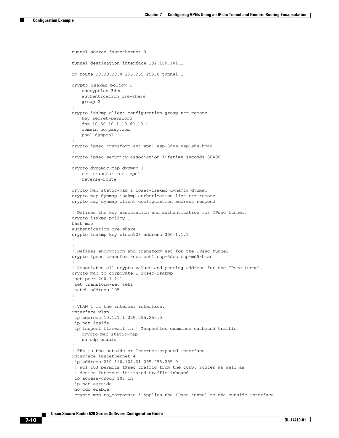 Cisco Systems 520 series manual Set transform-set set1 match address 