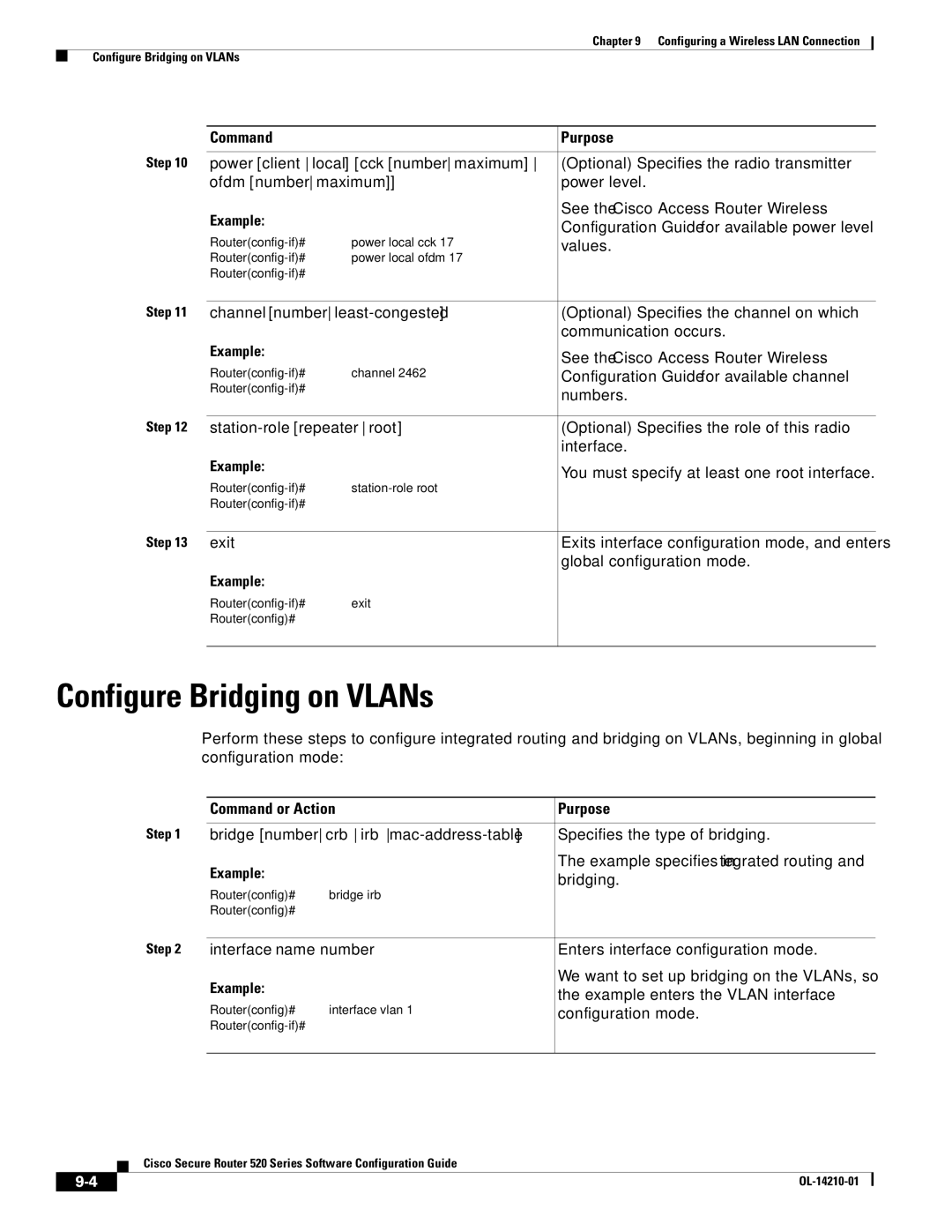 Cisco Systems 520 series manual Configure Bridging on VLANs 