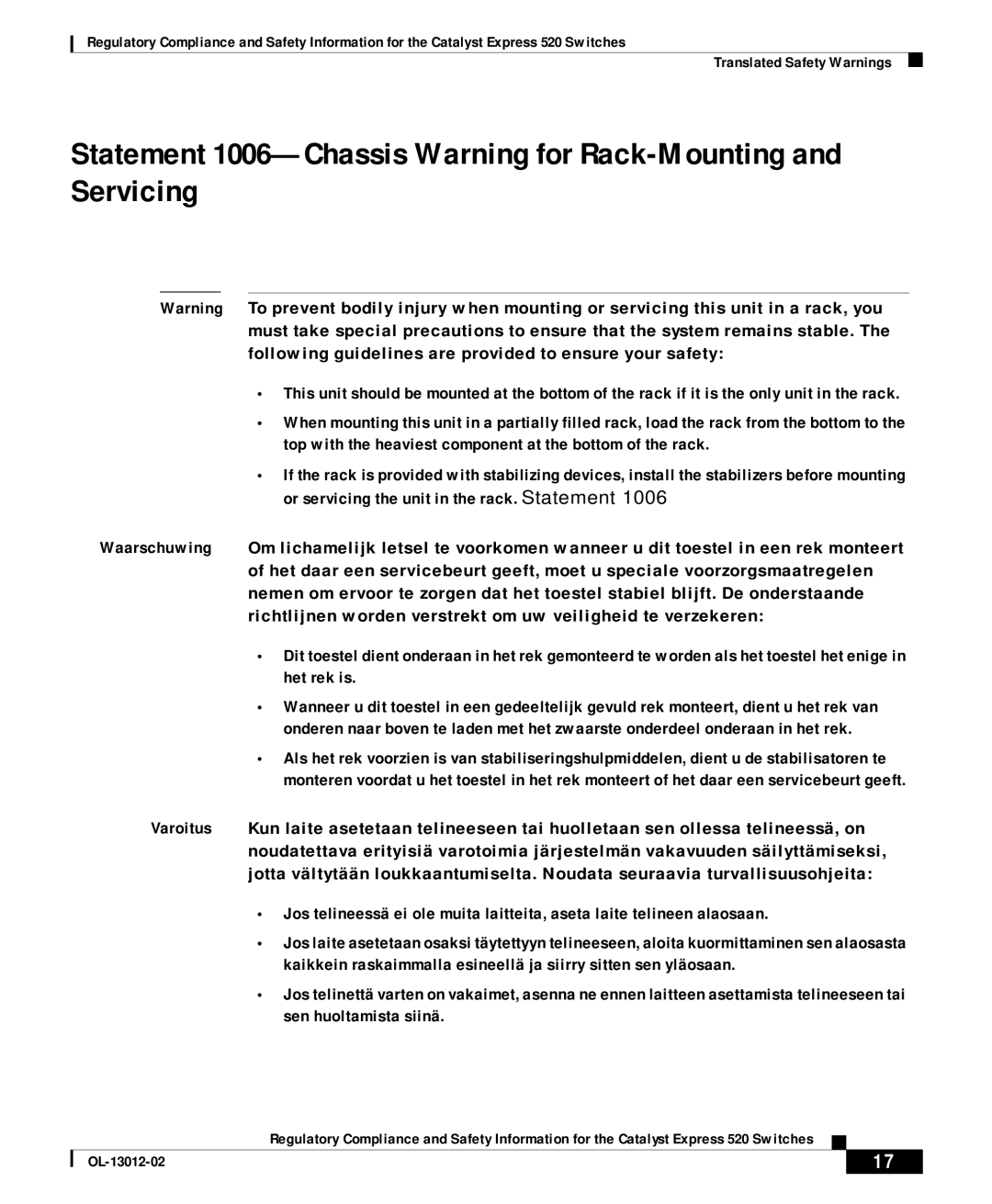 Cisco Systems 520 important safety instructions OL-13012-02 