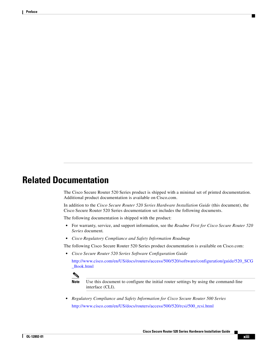 Cisco Systems 520 manual Related Documentation 