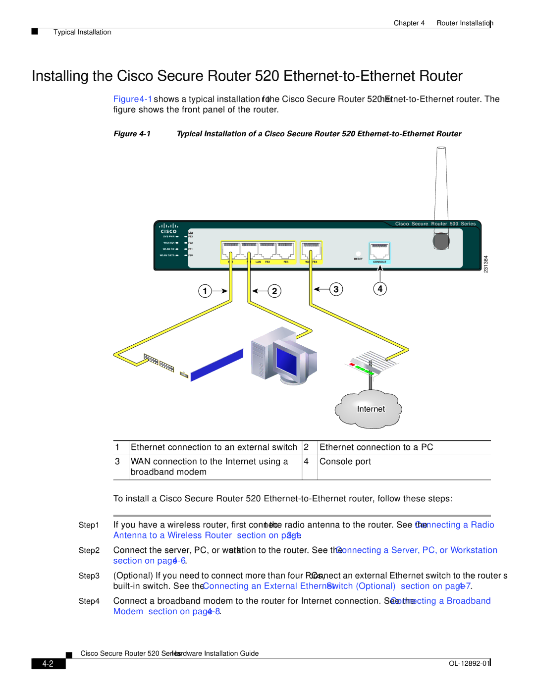 Cisco Systems 520 manual Internet 