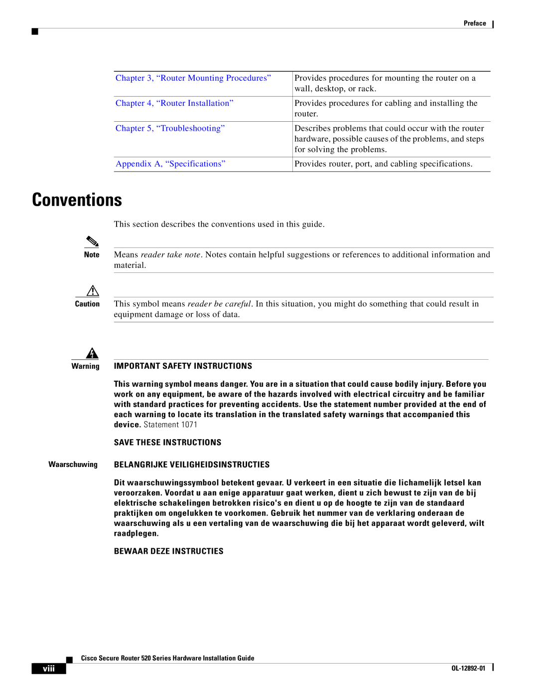 Cisco Systems 520 manual Conventions, Troubleshooting 