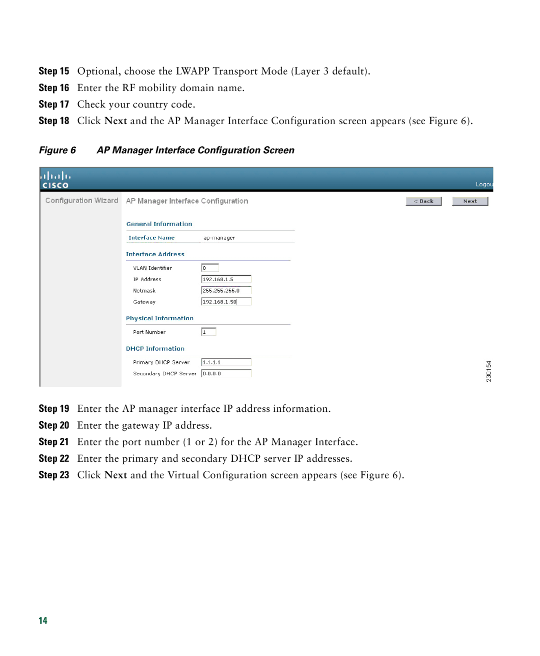 Cisco Systems 526 quick start AP Manager Interface Configuration Screen 