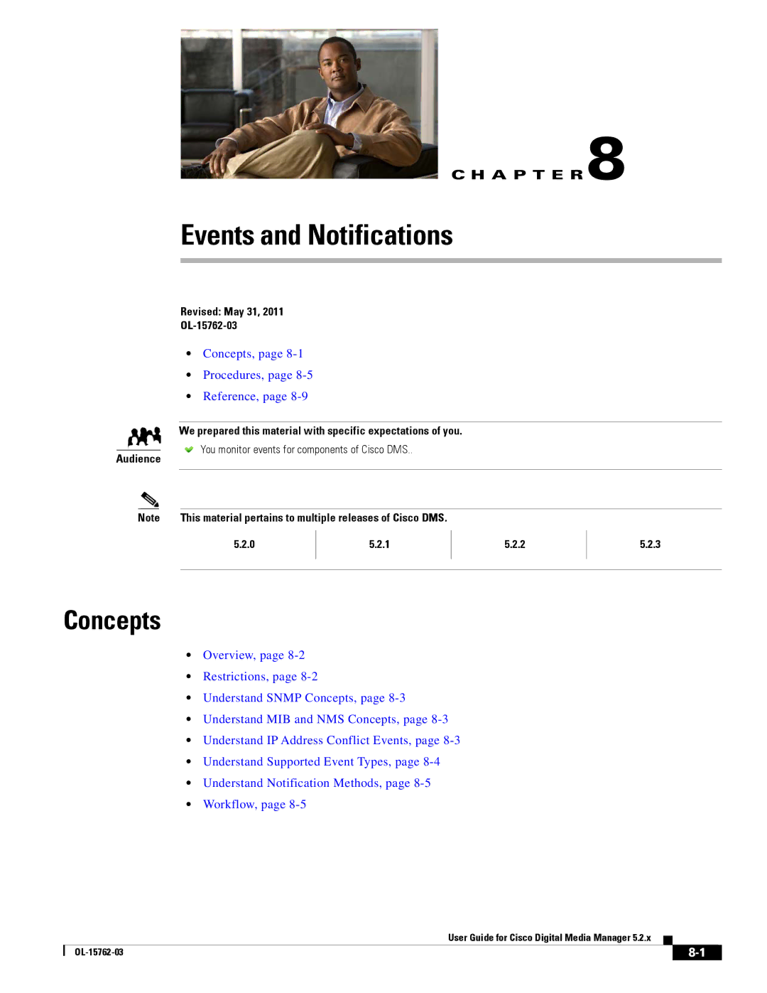 Cisco Systems 5.2.x manual Events and Notifications, Audience Revised May 31 OL-15762-03 