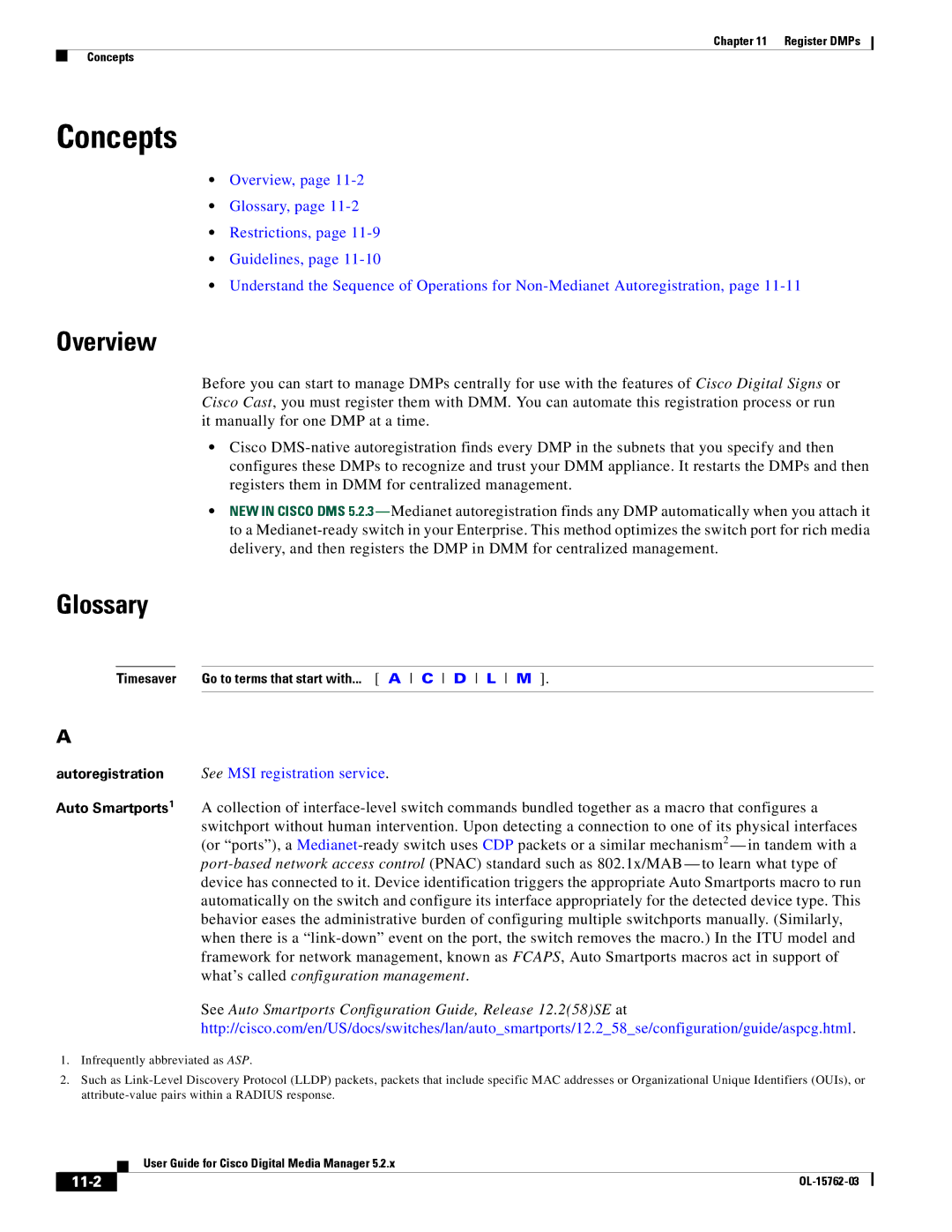 Cisco Systems 5.2.x manual What’s called configuration management, 11-2, Timesaver Go to terms that start with... a C D L M 