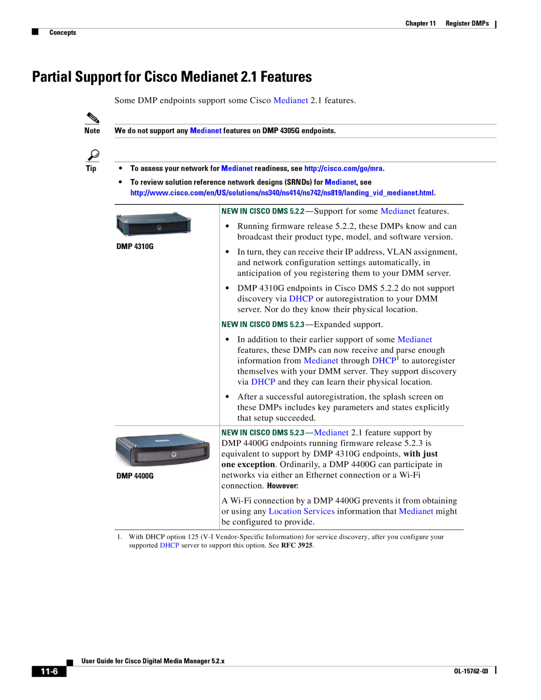 Cisco Systems 5.2.x manual Partial Support for Cisco Medianet 2.1 Features, 11-6 