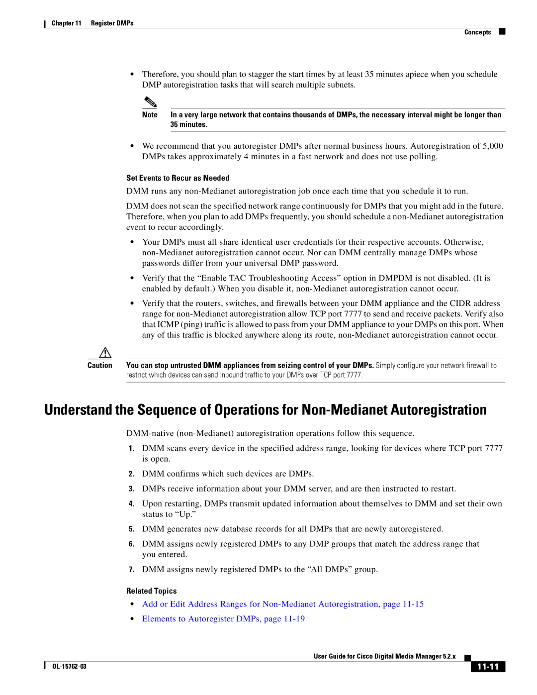 Cisco Systems 5.2.x manual Set Events to Recur as Needed, 11-11, Minutes 