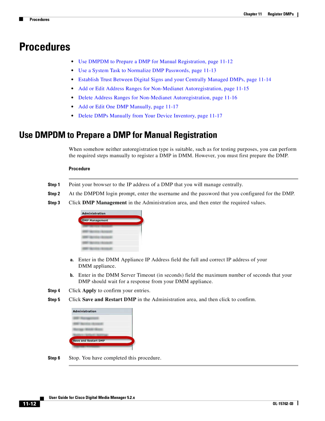 Cisco Systems 5.2.x manual Use Dmpdm to Prepare a DMP for Manual Registration, 11-12 