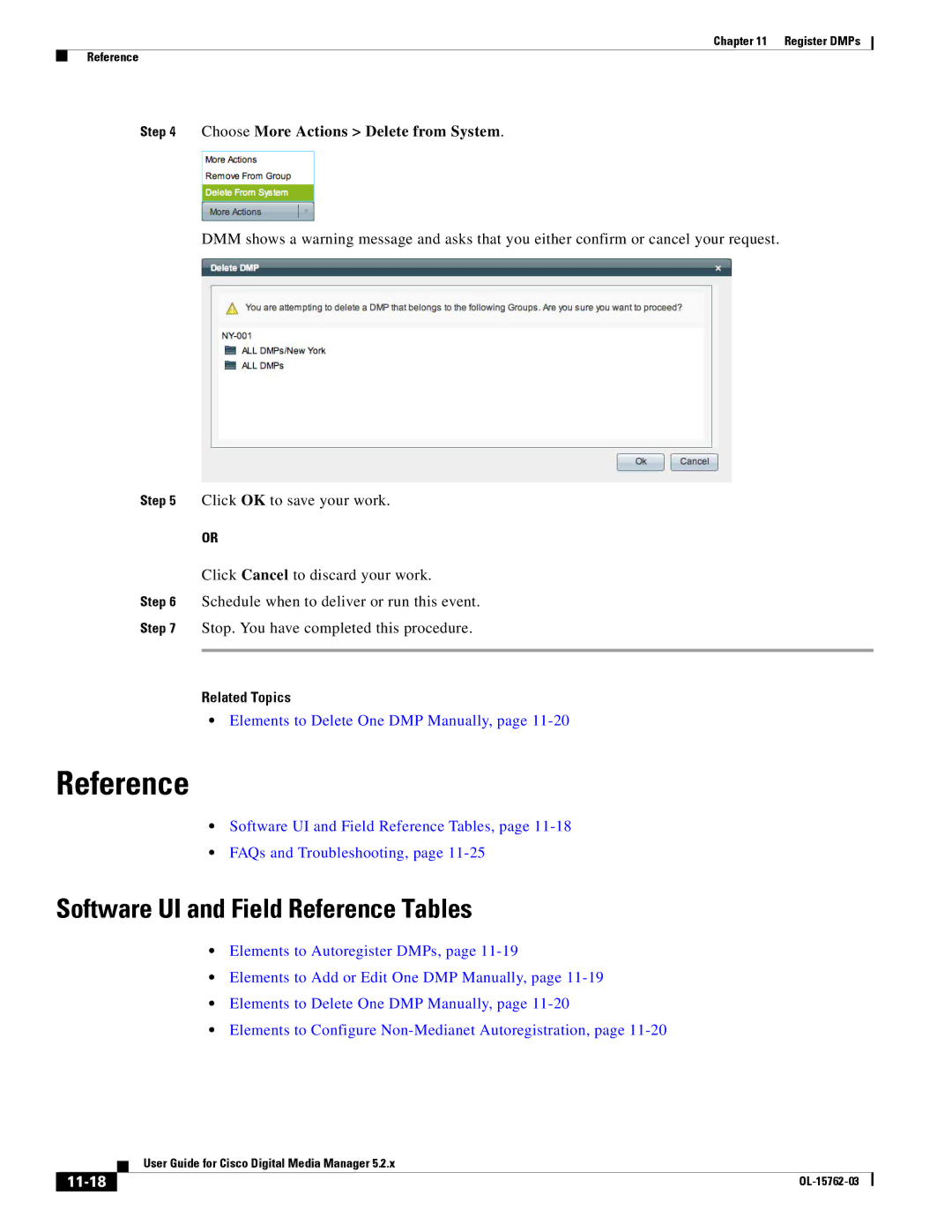 Cisco Systems 5.2.x manual Choose More Actions Delete from System, 11-18 