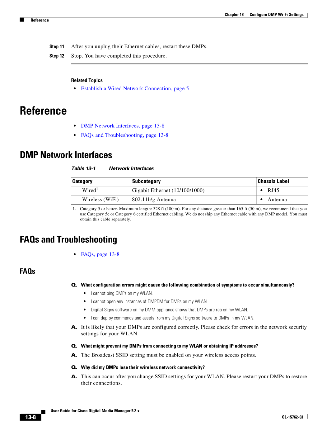 Cisco Systems 5.2.x manual DMP Network Interfaces, Category Subcategory Chassis Label, 13-8 