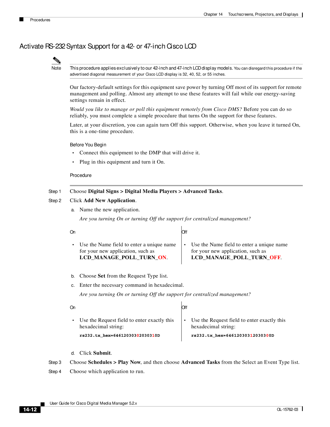 Cisco Systems 5.2.x manual Settings remain in effect, This is a one-time procedure, Name the new application, 14-12, Off 