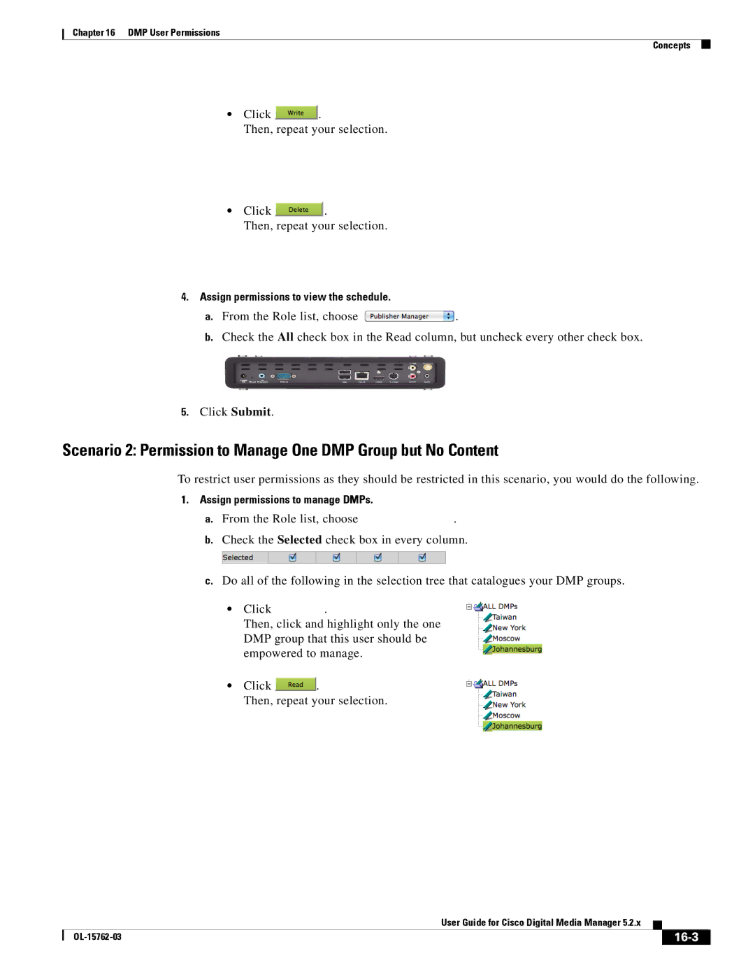 Cisco Systems 5.2.x manual Click Then, repeat your selection, 16-3, Assign permissions to view the schedule 