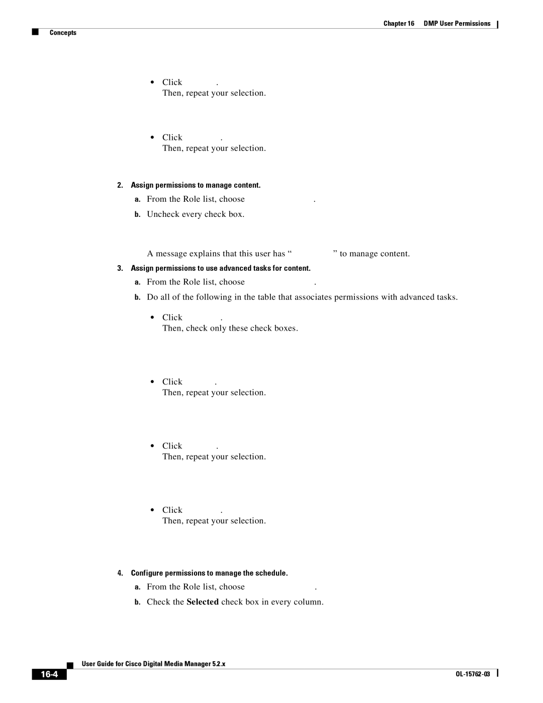 Cisco Systems 5.2.x manual 16-4, Assign permissions to use advanced tasks for content 